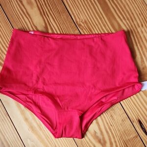 Victoria's Secret Red High-Waist Ribbed Swim Full Coverage Bottom - Medium